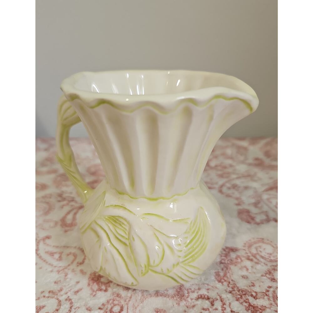 Cottagecore Ceramic Creamer Small Pitcher Belleek Style Vintage Vase Cottage